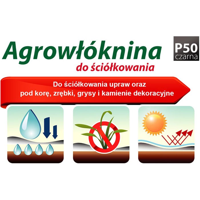 Agrowłóknina czarna 1,5x5m - 50g/m2