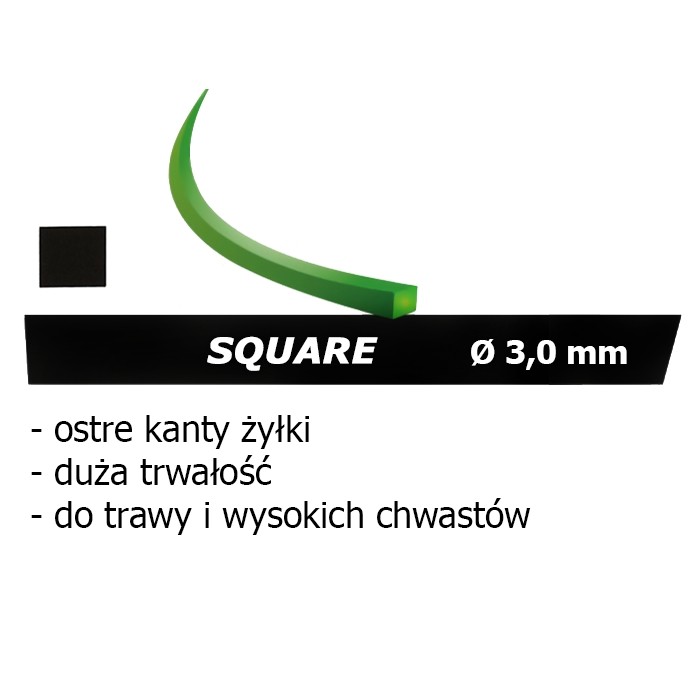 Żyłka tnąca professional, typ: kwadrat - 3,0mm x 51m