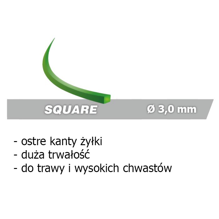 Żyłka tnąca, typ: kwadrat - 3,0mm x 15m