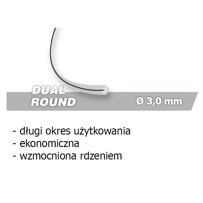 Żyłka tnąca, typ: okrągła - dual round - 3,0mm x 15m