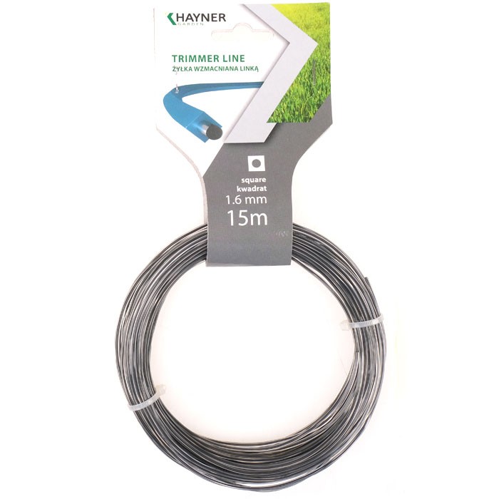 Żyłka tnąca, kwadrat, typ: wzmacniana linką - 1,6mm x 15m