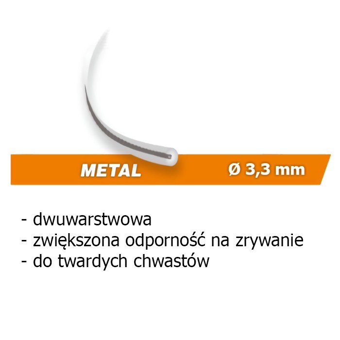 Żyłka okrągła, typ: metalowa - 3,3mm x 15m