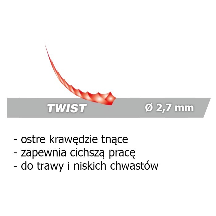 Żyłka tnąca, typ: skręcona - 2,7mm x 15m