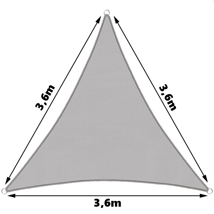 Osłona przeciwsłoneczna, żagiel szary, trójkąt 3,6x3,6x3,6m