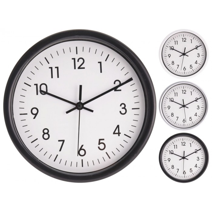 Zegar ścienny - średnica 20cm, kolor: srebrny