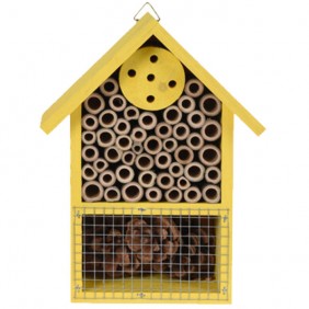 Domek drewniany dla pożytecznych owadów 15x8x20cm - kolor: żółty