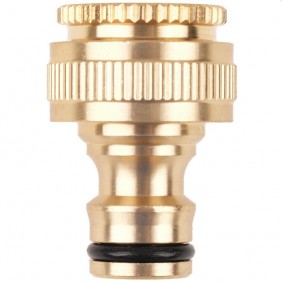 Przyłącze na kran z gwintem wewnętrznym 3/4" + redukcja na 1/2", mosiężne