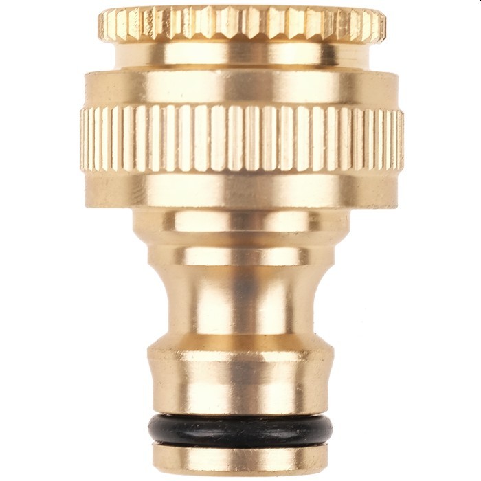 Przyłącze na kran z gwintem wewnętrznym 3/4" + redukcja na 1/2", mosiężne