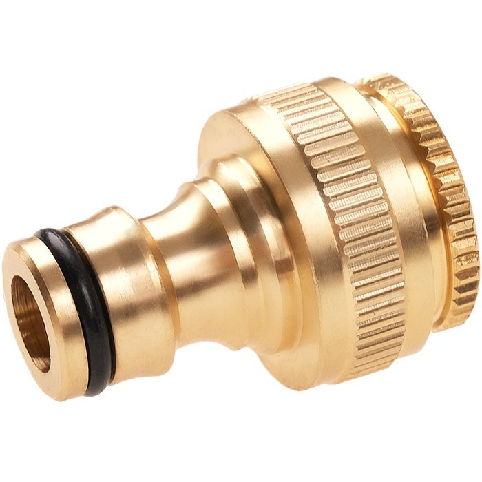 Przyłącze na kran z gwintem wewnętrznym 3/4" + redukcja na 1/2", mosiężne