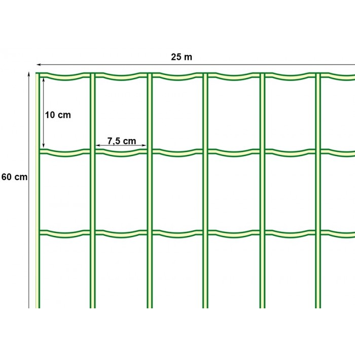 Siatka ogrodzeniowa metalowa LIGHT FENCE powlekana PCV 0,6m x 25m