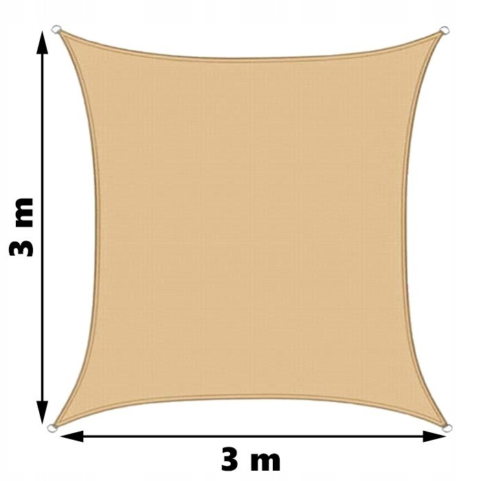 Osłona przeciwsłoneczna, żagiel beżowy, kwadrat 3x3m