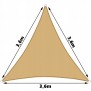 Osłona przeciwsłoneczna, żagiel beżowy, trójkąt 3,6x3,6x3,6m