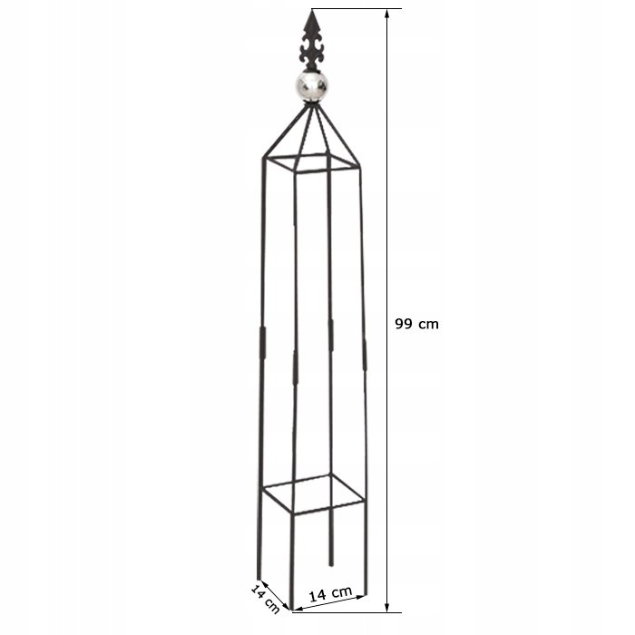 Obelisk ogrodowy do roślin pnących, kwadrat - 99x14x14cm